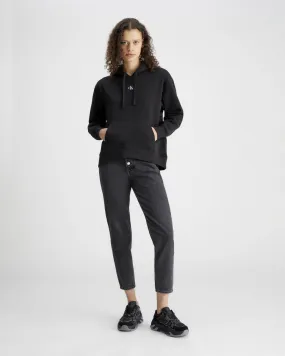 Black Regenerated Cotton Hooded Sweatshirt with Kangaroo Pockets