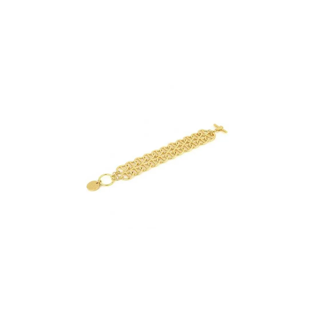 BRACCIALE UNOAERRE Donna Catena Traversino BRONZO Dorato Placcato Oro Giallo 24K