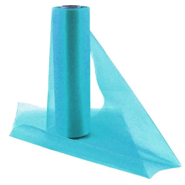 Rotolo di tessuto in organza turchese 25m