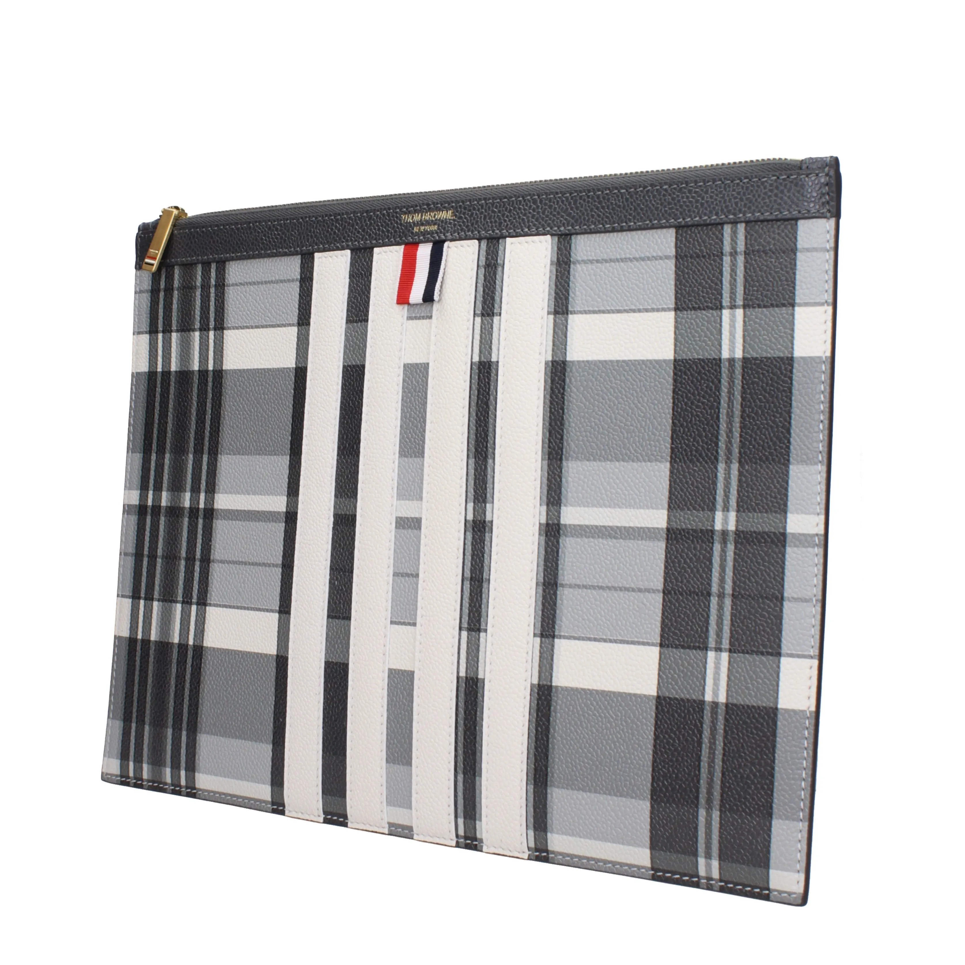 Thom Browne Pochette Uomo Pelle Bianco/Grigio